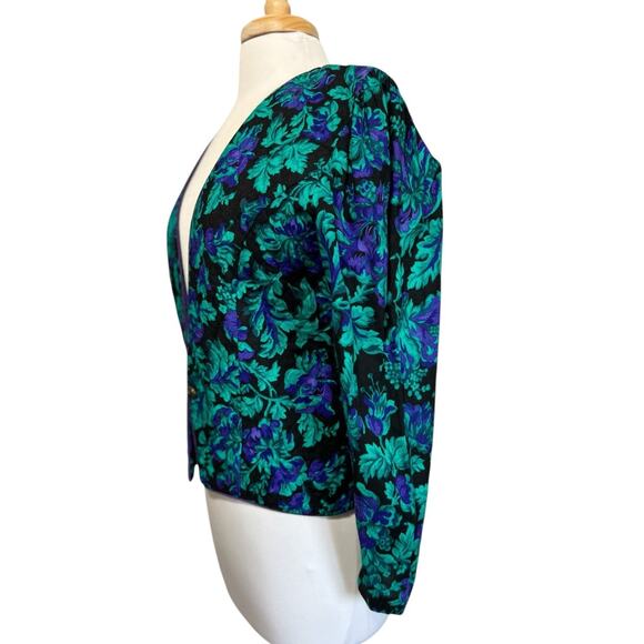 Jeffrey & Dara By Linda Hutley Whimsy Cottage Fall Floral Quilted Crop Jacket L - Picture 4 of 7